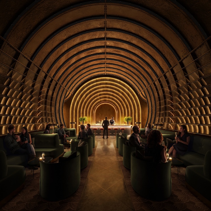 A bar in a cavernous tunnel
