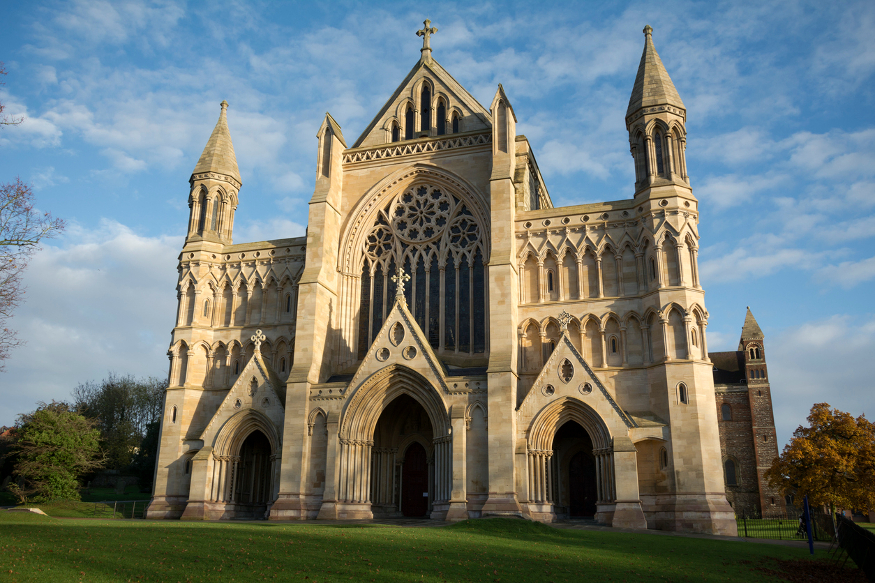 Exterior of St Albans Abbey.