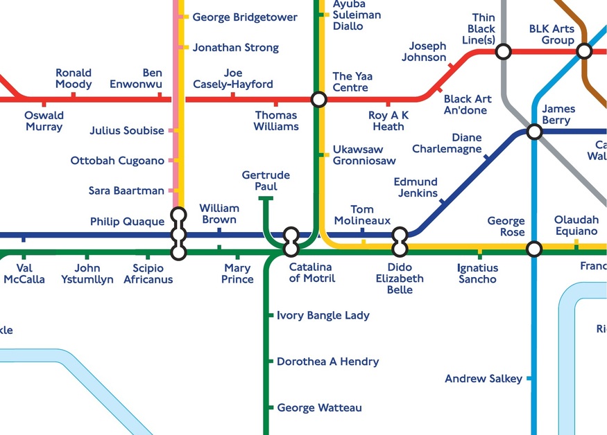 Black History Month London: A portion of a Black History tube map